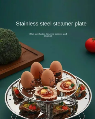 Picture of 18cm Round Stainless Steel Steamer with Water Separation Design for Cooking Steamed Foods,Egg Boiler, Detachable Egg Steaming Rack Included-The Asia Express - Silver