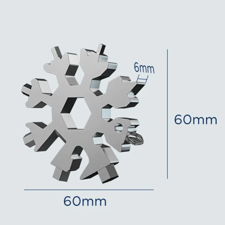 Picture of 18 In 1 Snowflake Snow Wrench Tool Spanner Hex Wrench Multifunction Camping Outdoor Survive Tools Bottle Opener Screwdriver - Multicolor