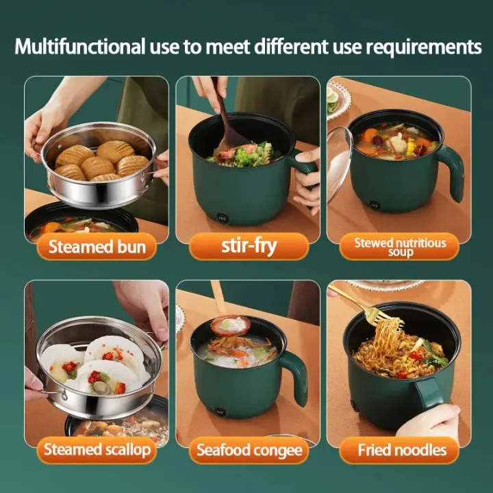 Picture of single layers/double layers 1.5L Capacity Mini Home Cooking Pot Multifunctional Rice Cooker Non Stick Pan Safety Material Potable Stockpot Utility Electrice-Asia Express - Double layers