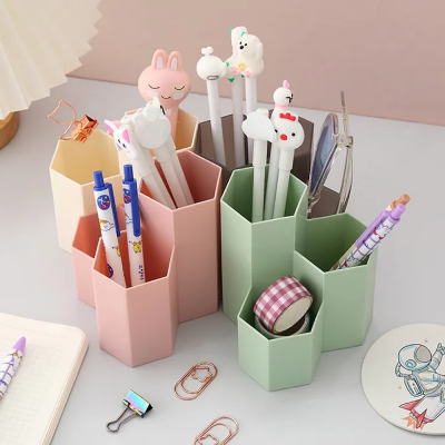 Picture of Hexagonal Make-Up Brush Storage Cosmetic Box Holder Office Table Organizer For Lipstick Pen Lipstick/Pen/Cosmetic Organizer - pencil bag-The asia express - Multicolor
