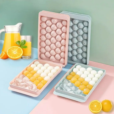 Picture of Plastic Round Ball Ice Box Round Ice Ball Ice Tray Mold Moulds Ice Ball Maker 3D Round Ice Cube Tray with Lid Plastic ice ball tray cute ice tray ice cube case ice cube tray - Multicolor