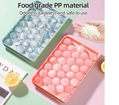 Picture of Plastic Round Ball Ice Box Round Ice Ball Ice Tray Mold Moulds Ice Ball Maker 3D Round Ice Cube Tray with Lid Plastic ice ball tray cute ice tray ice cube case ice cube tray - Multicolor