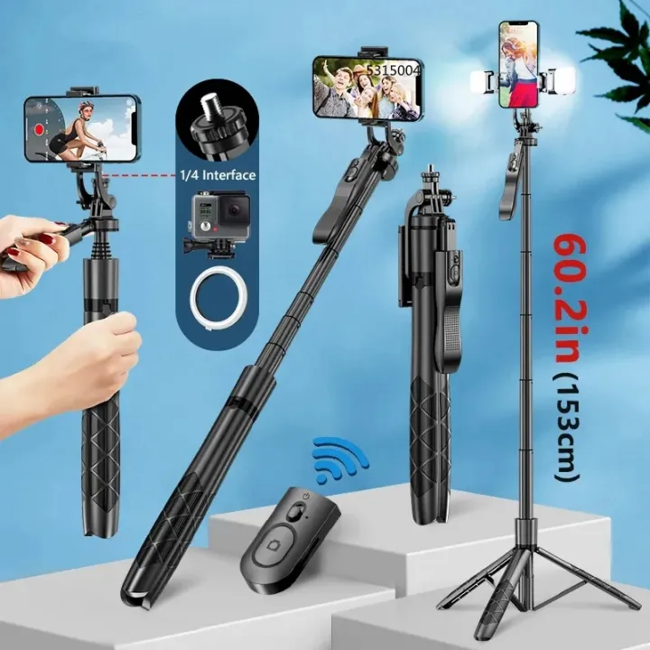 Picture of K28 Long Wireless Selfie Stick Tripod Stand Foldable Monopod With Remote shutter For Smartphones TIKTOK Shooting Live-Asia Express - Black