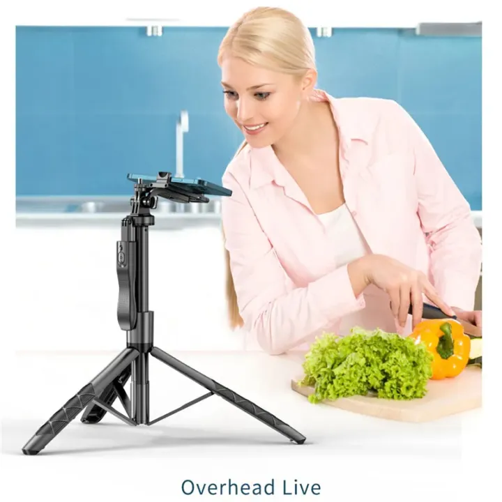 Picture of K28 Long Wireless Selfie Stick Tripod Stand Foldable Monopod With Remote shutter For Smartphones TIKTOK Shooting Live-Asia Express - Black