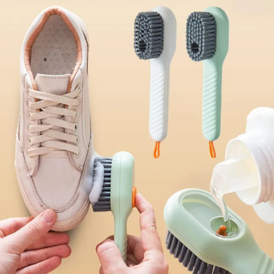 Picture of Multifunctional Shoe Brushes With Soap Dispenser Long Handle Brush Cleaner For Clothes Shoes Household Laundry Cleaning Brush-Multicolor - Multicolor