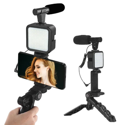 Picture of Ay-49 Smartphone Vlogging Kit Wireless Control Photography Fill Light With Tripod Stand Microphone For Tiktok Youtube Conference - Ring Light-The Asia Express - Black