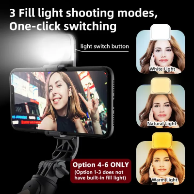 Picture of 20S Selfie Stick Foldable Mini Tripod with Fill Light Bluetooth Remote Shutter Retractable Rod for Phone-The Asia Express - Multicolor