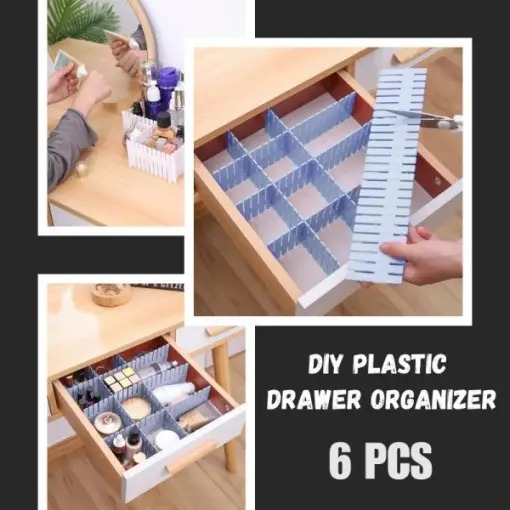 Picture of Adjustable Plastic Grid Drawer Organizer Multi-Purpose Drawer Storage Divider Adjustable Cabinet Storage Divider (6pcs)-Asia Express - Multicolor