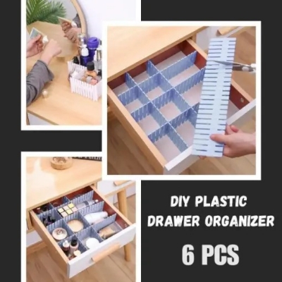 Picture of Adjustable Plastic Grid Drawer Organizer Multi-Purpose Drawer Storage Divider Adjustable Cabinet Storage Divider (6pcs)-Asia Express - Multicolor