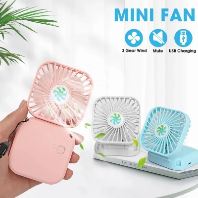 Picture of Portable Hanging Neck Mini Fans Rechargeable USB Folding Fan Mute Handheld Desktop Multi Function Three Speed Charge Fan-Multicolor-The Asia Express - Multicolor