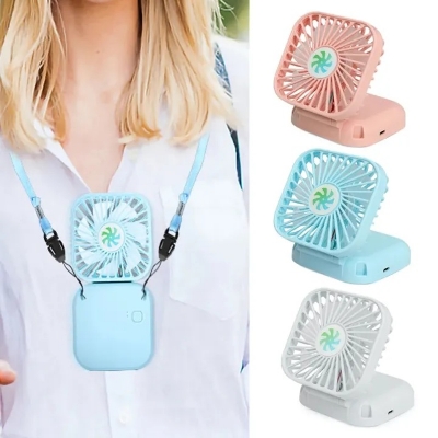 Picture of Portable Hanging Neck Mini Fans Rechargeable USB Folding Fan Mute Handheld Desktop Multi Function Three Speed Charge Fan-Multicolor-The Asia Express - Multicolor
