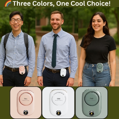 Picture of Mini Portable Waist Hanging Fan  Neck Fans with Adjustable USB Rechargeable Cooling Fan For Outdoor Sports Travel best fan