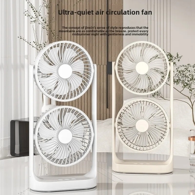 Picture of Double-Head High Wind Air Circulation Desktop Fan Portable Double-Layer Cooling Fan rechargeable strong fan-The Asia Express