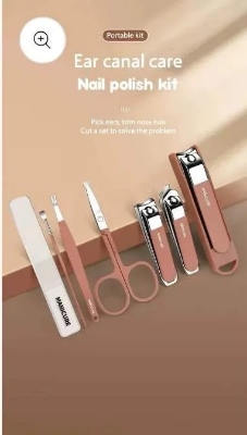 Picture of 7PCS Portable Manicure Pedicure Set Stainless Steel Professional Nail Clipper Beauty Kit for man and women-The Asia Express - Pink