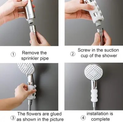 Picture of 2pcs Bathroom Punch-Free Relocatable Wall Shower Head Bracket Suction Cup Holder-The Asia Express