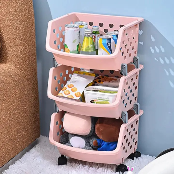 Picture of 4 Layer Multifunctional Storage Basket Rack – High Capacity, Durable, Stackable, Hollow-Out Organizer for Fruits, Vegetables & Household Items- The Asia Express - Multicolor