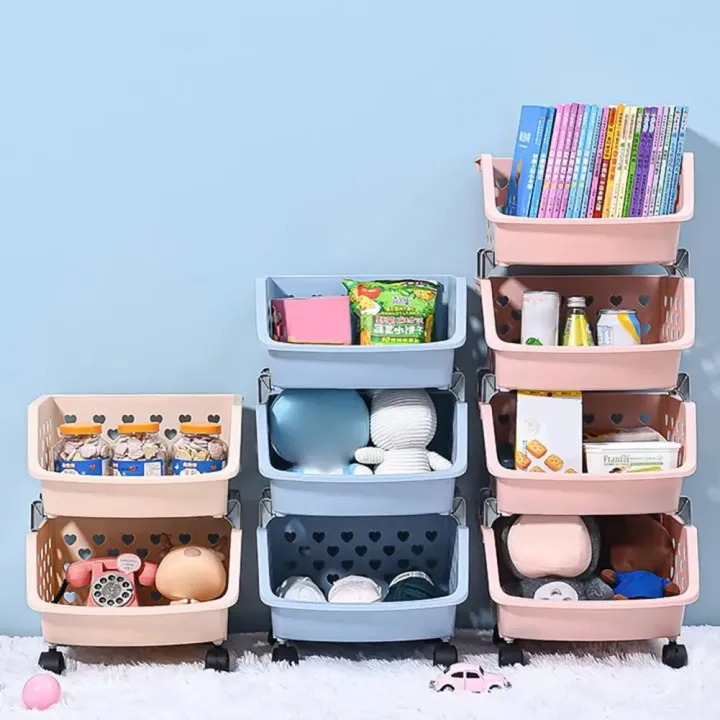 Picture of 4 Layer Multifunctional Storage Basket Rack – High Capacity, Durable, Stackable, Hollow-Out Organizer for Fruits, Vegetables & Household Items- The Asia Express - Multicolor