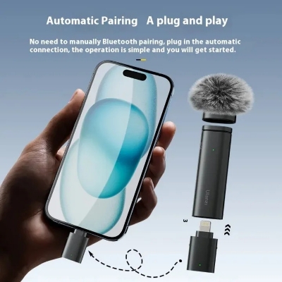 Picture of Ulanzi WM-10 Microphone Wireless Mini Noise Reduction Bluetooth Lavalier Microphone For Smartphone Ecording Interviews Videos_ The Asia Express - Black
