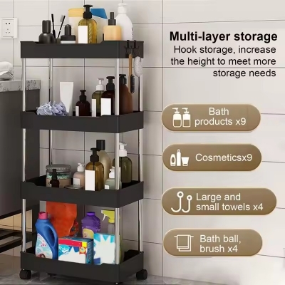 Picture of Narrow Type Multi Purpose Gap Storage Trolley Rack Multifunctional Movable Gap Storage Cart- The Asia Express - Multicolor