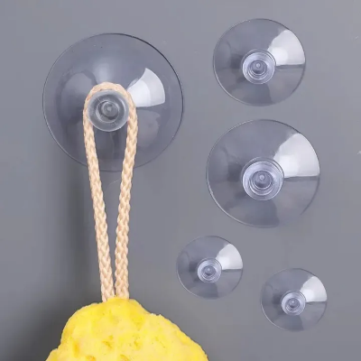 Picture of 5 Pcs 4cm Clear Suction Cups Transparent Plasitc Mushroom Head Suckers Car Window Glass Hanging Hooks Bathroom Towel Hanger Tool-The Asia Express - CLEAR
