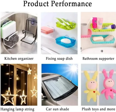 Picture of 5 Pcs 4cm Clear Suction Cups Transparent Plasitc Mushroom Head Suckers Car Window Glass Hanging Hooks Bathroom Towel Hanger Tool-The Asia Express - CLEAR