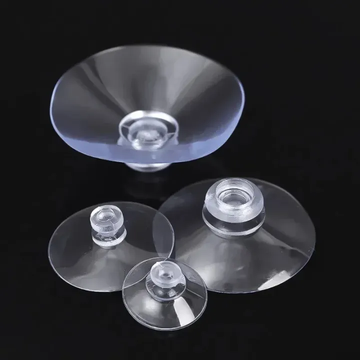 Picture of 5 Pcs 4cm Clear Suction Cups Transparent Plasitc Mushroom Head Suckers Car Window Glass Hanging Hooks Bathroom Towel Hanger Tool-The Asia Express - CLEAR