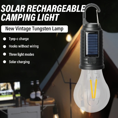 Picture of Solar rechargeable camping light, Hookup wire-free, New vintage tungsten, Three light modes, three styles- The Asia Express