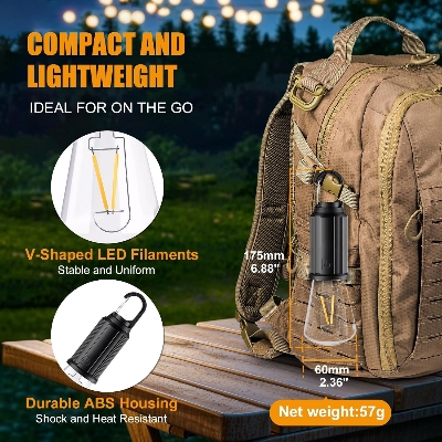 Picture of Solar rechargeable camping light, Hookup wire-free, New vintage tungsten, Three light modes, three styles- The Asia Express