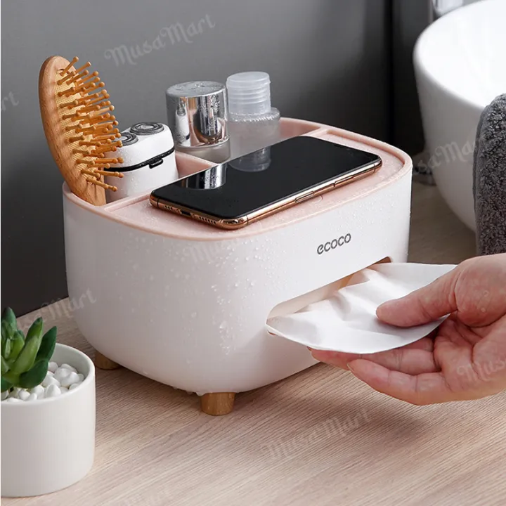 Picture of ECOCO Cute Large Storage Napkin Holder Multi-functional Car Tissue Box Light Luxury Storage Box Desktop Medium Multifunctional Tissue Box – Storage Organizer & Tools Holder- The Asia Express - Multicolour