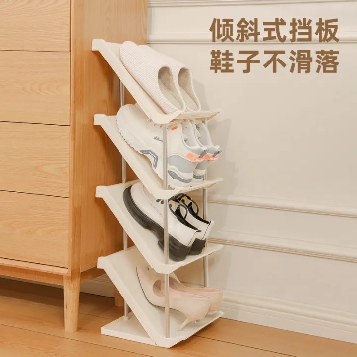 Picture of 5 Layer Simple shoe rack tilted multi-layer home door shoe storage rack popular entry door small narrow gap shoe cabinet- The Asia Express - Multicolor