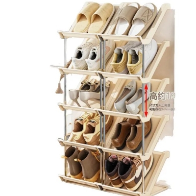 Picture of 5 Layer Simple shoe rack tilted multi-layer home door shoe storage rack popular entry door small narrow gap shoe cabinet- The Asia Express - Multicolor