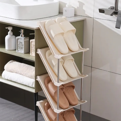 Picture of 5 Layer Simple shoe rack tilted multi-layer home door shoe storage rack popular entry door small narrow gap shoe cabinet- The Asia Express - Multicolor