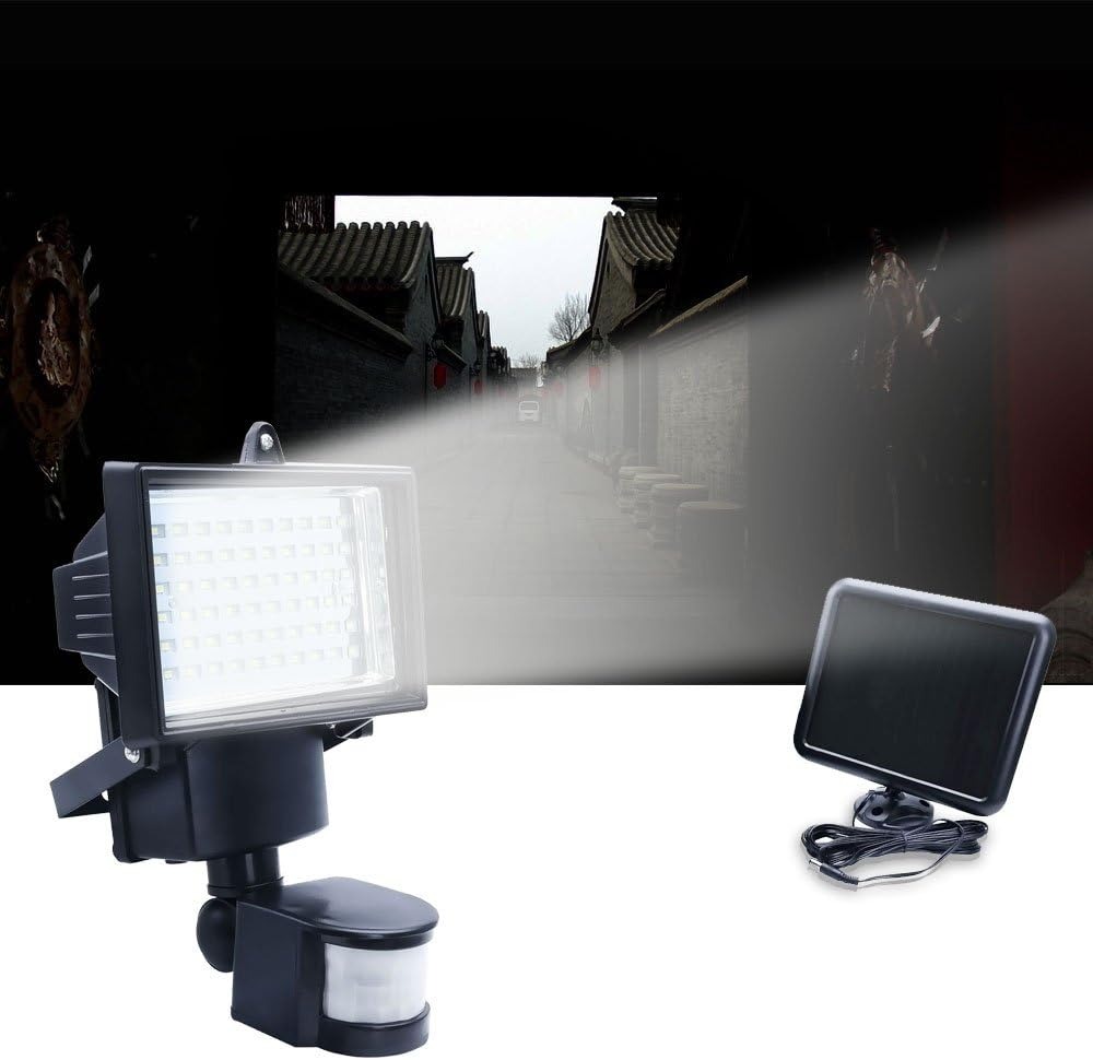 Picture of Solar Powered Outdoor Garden Spotlight – 60 LEDs Super Bright Floodlight with PIR Motion Sensor, Waterproof White Security Light for Yard, Pathway, Wall & Home Exterior Lighting- The Asia Express