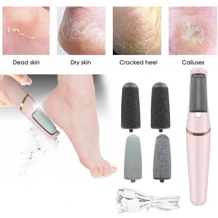 Picture of Rechargeable Electric Callus Remover for Feet – 2-Speed Powerful Foot Sander with Coarse & Fine Roller Heads for Removing Dead Skin, Cracked Heels & Hard Callus – Safe, Compact & Travel-Friendly Foot Care Tool for Smooth, Soft Feet- The Asia Express - Multicolor