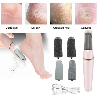 Picture of Rechargeable Electric Callus Remover for Feet – 2-Speed Powerful Foot Sander with Coarse & Fine Roller Heads for Removing Dead Skin, Cracked Heels & Hard Callus – Safe, Compact & Travel-Friendly Foot Care Tool for Smooth, Soft Feet- The Asia Express - Multicolor