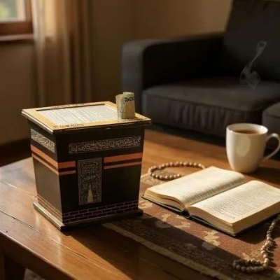 Picture of Kabba Umrah Savings Bank – Premium Umrah Saving Box for Daily Money Collection & Holy Trip Planning- The Asia Express - Black