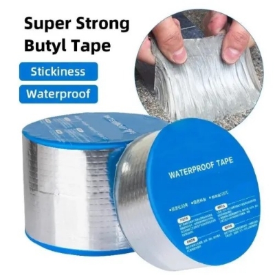 Picture of Super Sticky Aluminum Foil Buty Rubber Tape Self-Adhesive Waterproof Sealing Tape, Roof, Pipe, Wall & Marine Leak Repair Tape High-Strength Heat & Water Resistant Sealant Tape- The Asia Express - Silver
