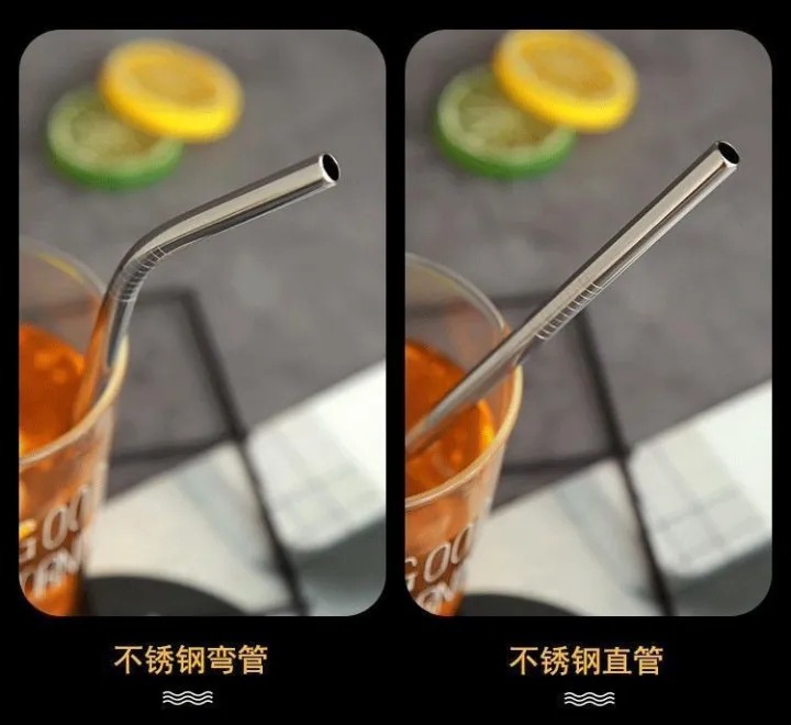 Picture of 4 Pcs Reusable Stainless Steel Drinking Straws Set Metal Straw Pack with 1 Cleaning Brush Eco-Friendly Reusable Straws for Juice, Coffee, Tea & Cold Drinks- The Asia Express - Silver