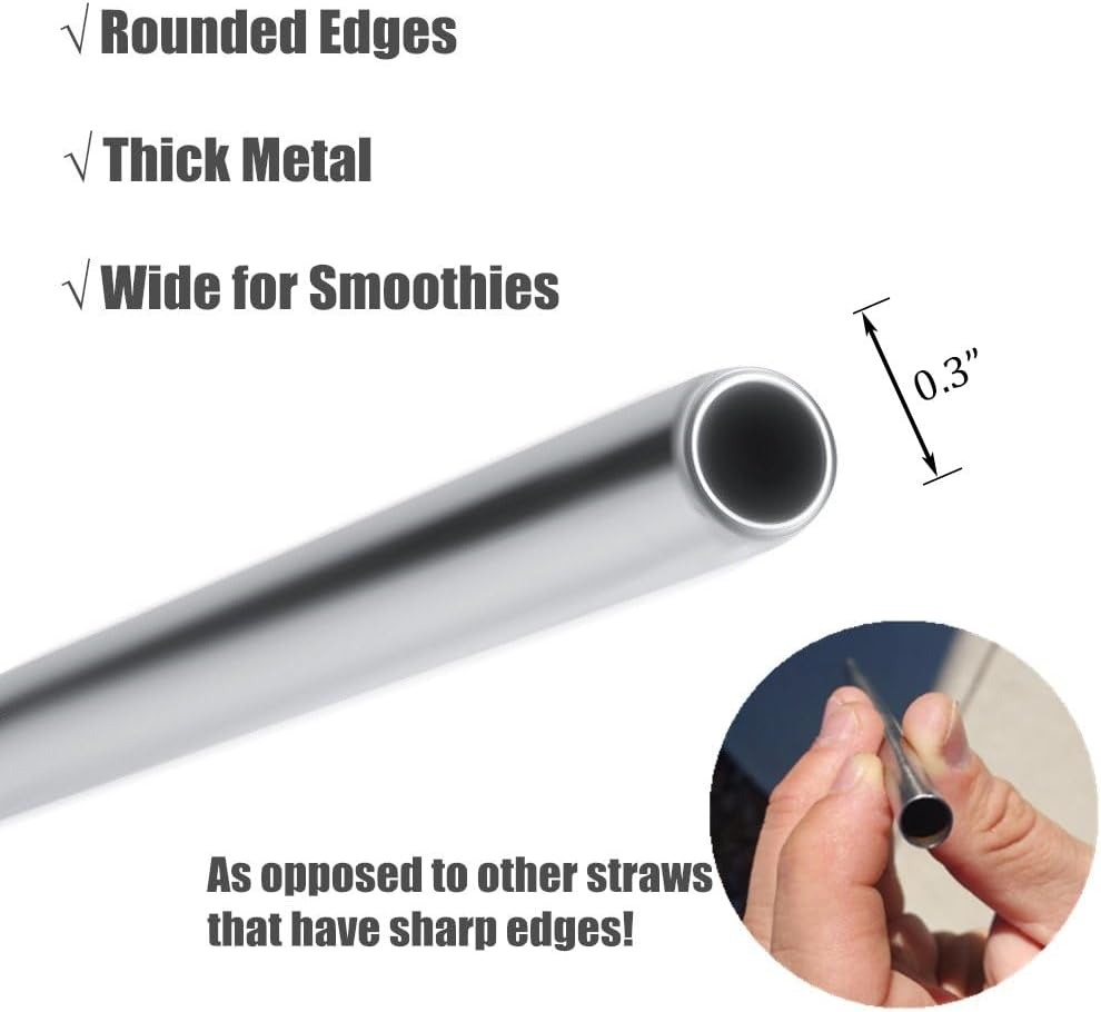 Picture of 4 Pcs Reusable Stainless Steel Drinking Straws Set Metal Straw Pack with 1 Cleaning Brush Eco-Friendly Reusable Straws for Juice, Coffee, Tea & Cold Drinks- The Asia Express - Silver