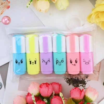 Picture of 6 Pcs Premium Mini Text Markers Pastel Highlighters, Mixed Colors, No Bleed, Quick-Dry, Easy to Hold & Perfect for Journals, School, College, University & Office Use- The Asia Express - Multicolor