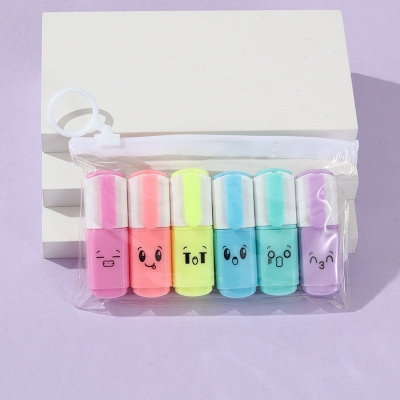 Picture of 6 Pcs Premium Mini Text Markers Pastel Highlighters, Mixed Colors, No Bleed, Quick-Dry, Easy to Hold & Perfect for Journals, School, College, University & Office Use- The Asia Express - Multicolor