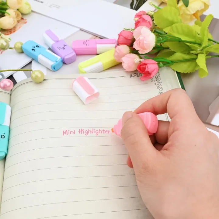 Picture of 6 Pcs Premium Mini Text Markers Pastel Highlighters, Mixed Colors, No Bleed, Quick-Dry, Easy to Hold & Perfect for Journals, School, College, University & Office Use- The Asia Express - Multicolor