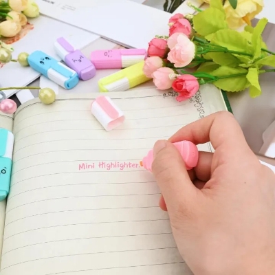 Picture of 6 Pcs Premium Mini Text Markers Pastel Highlighters, Mixed Colors, No Bleed, Quick-Dry, Easy to Hold & Perfect for Journals, School, College, University & Office Use- The Asia Express - Multicolor