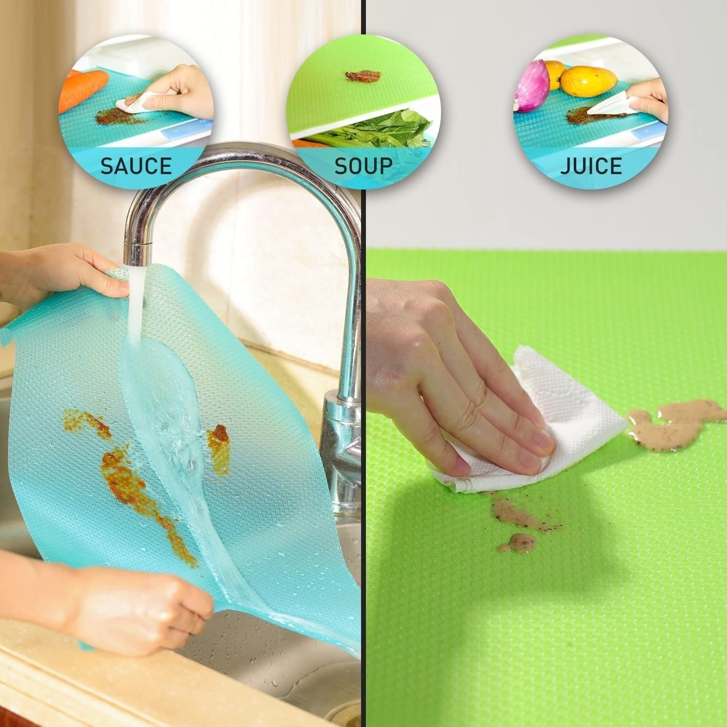Picture of 4 Pcs Washable Waterproof Refrigerator Shelf Mats & Liners – Multi-Color Non-Slip BPA-Free Fridge, Drawer & Cabinet Shelf Protector with Spill Protection - The Asia Express - Multicolor