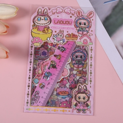 Picture of Labubu Cute Journal & Sticker Set – Japanese Anime Cartoon PET Material Pack with Stickers, Ruler & High-Quality Cute Aesthetic Finish - The Asia Express - Multicolor