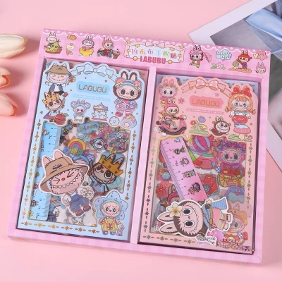 Picture of Labubu Cute Journal & Sticker Set – Japanese Anime Cartoon PET Material Pack with Stickers, Ruler & High-Quality Cute Aesthetic Finish - The Asia Express - Multicolor