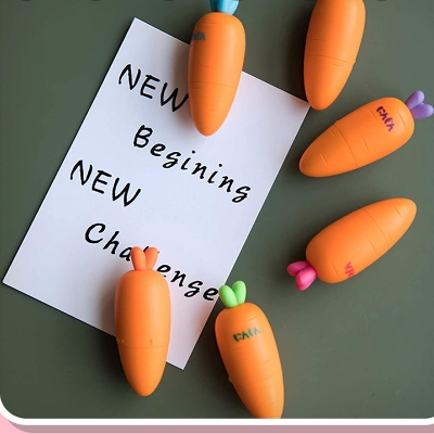 Picture of Smartcraft Cute Carrot Highlighter Pen Set – 6 Pcs Pastel Fluorescent Markers & Portable Mini Kawaii Stationery for Students, Study, Books Marking, Art, School & Office Use - The Asia Express - Multicolor