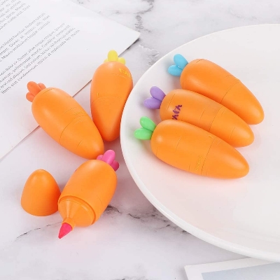 Picture of Smartcraft Cute Carrot Highlighter Pen Set – 6 Pcs Pastel Fluorescent Markers & Portable Mini Kawaii Stationery for Students, Study, Books Marking, Art, School & Office Use - The Asia Express - Multicolor