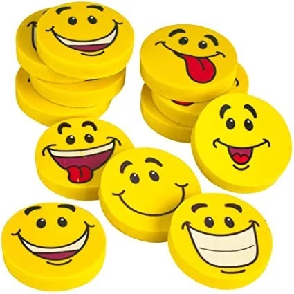 Picture of 7 Pcs Emoji Pencil Erasers – Fun Yellow Color Erasers for Children | Cute Stationery for School, Study, Art & Kids Gifts - The Asia Express - Yellow