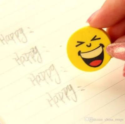 Picture of 7 Pcs Emoji Pencil Erasers – Fun Yellow Color Erasers for Children | Cute Stationery for School, Study, Art & Kids Gifts - The Asia Express - Yellow